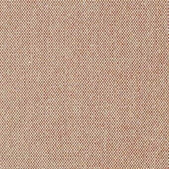 Woven textile sample, reddish-orange fabric with repeating off-white circular pattern, tight weave texture, Lacividina "35 trio" collection.