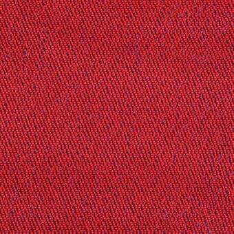 Red woven fabric texture with dark blue accents, exhibiting a looped pile construction and consistent, slightly raised surface.