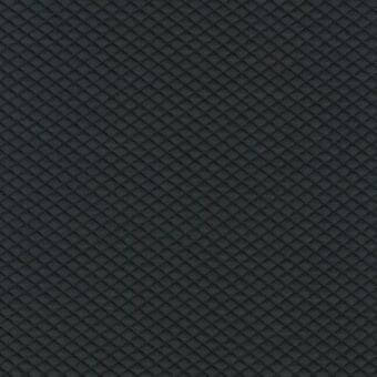 Dark gray geometric fabric sample with a diagonal square grid pattern, exhibiting a tightly woven, subtly textured and embossed surface.