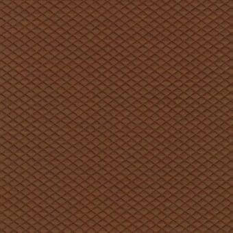 Terracotta fabric sample with repeating diamond mosaic pattern, woven texture, and subtle tonal variations creating a dense, uniform design.