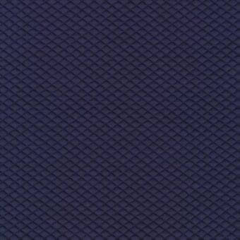 Navy blue woven fabric with a repeating geometric mosaic pattern and subtle tonal variations creating a textured, structured surface.
