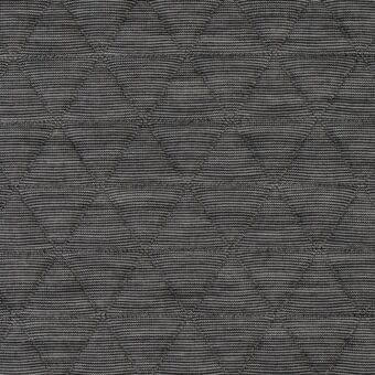 Woven fabric sample, muted gray, repeating triangular pattern with raised texture; lacividina 41 triangle chalk design.