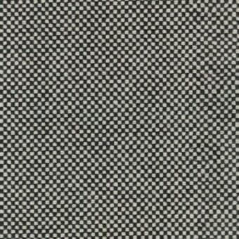 Dark gray and off-white checked fabric sample with a dense weave, displaying horizontal and vertical threads and a textured, slightly irregular surface.