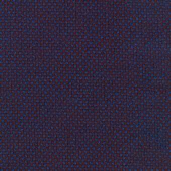 Burgundy and navy blue woven fabric sample displays a grid pattern of small squares, with a dense, textured weave and neutral studio lighting.