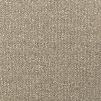 Taupe woven fabric texture with heathered effect and silvery-grey threads, displaying a dense, compact structure and printed fabric identification.