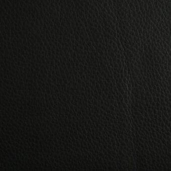 Black leather texture with a dense, pebbled grain and matte finish, displayed against a dark neutral background for emphasis.