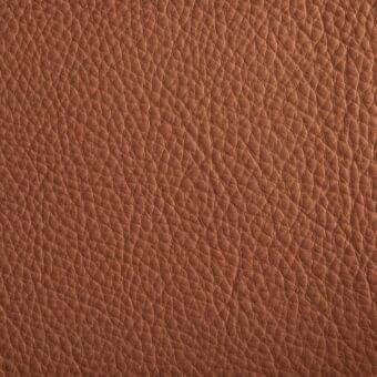 Brown leather texture sample, “46 Imperial 0769”, displays a dense pebble-grain pattern with matte finish and subtle tonal variations.