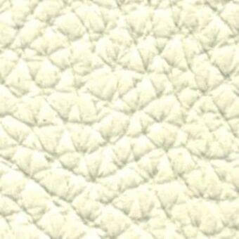 Quilted leather texture in off-white, featuring a repeating diamond pattern with visible stitching and a matte, plush surface; label included.