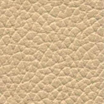 Beige pebble-grain leather texture with repeating diamond indentations, matte finish, neutral tone, studio shot displaying material characteristics.