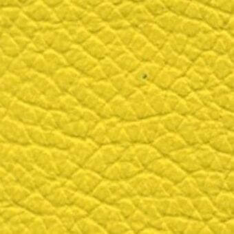 Yellow pebble-grain leather texture with a matte finish, displaying a consistent repeating pattern of small bumps and indentations across the surface.