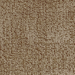 Brown looped pile fabric texture with a granular surface, showing beige and chocolate fiber variations and a slightly raised, speckled pattern.