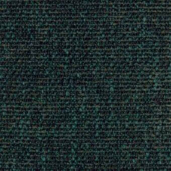 Teal woven fabric sample with charcoal and beige heathered threads, dense tight weave, textured surface, and “lago francis f114” label visible.