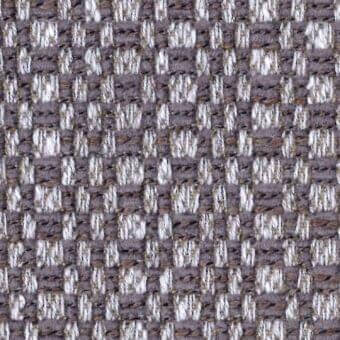 Woven fabric sample with gray, beige, and off-white grid pattern; dense, textured weave with matte finish and subtle speckled effect.