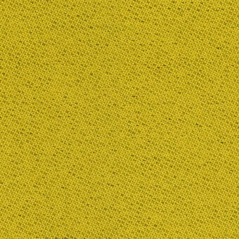 Yellow fabric swatch with a dense diagonal weave and granular texture, studio shot displaying color variation and yarn intersections.