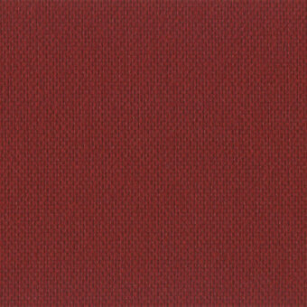 Lapalma Maya Fidivi fabric sample, brick red woven textile, dense matte texture with linear fiber arrangement and printed label.