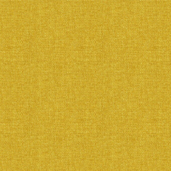 Woven fabric sample in muted mustard yellow, displaying a dense, irregular texture and matte finish, likely linen or blend for upholstery.
