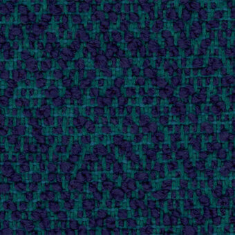 Fiocco Fidivi fabric sample, teal and navy woven texture, dense irregular pattern with nubby knots and mottled color distribution.
