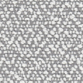 Woven fabric texture, gray and off-white, repeating circular pattern with nubby looped threads; Lapalma “fiocco 9811” – “b – fiocco fidivi”.