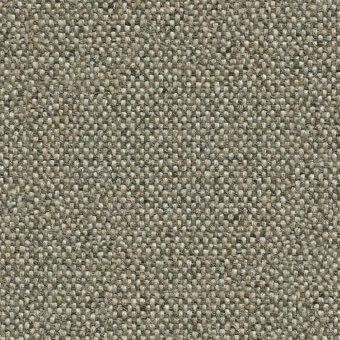 Camira Main Line Flax fabric sample, muted gray-beige, dense woven texture with raised knot grid pattern and matte finish.