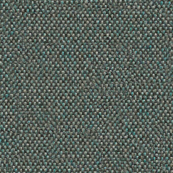 Lapalma fabric sample, muted gray and teal, dense knotted weave with grid structure; Main Line Flax Camira textile.