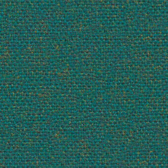 Flax fabric texture, teal with yellow and olive accents, dense nubby weave, matte finish, identified as lapalma mainline flax camira mlf37.