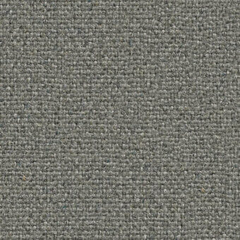 Flax fabric sample, heathered gray with blue and beige flecks, dense rectilinear weave, matte finish, Camira Main Line collection.