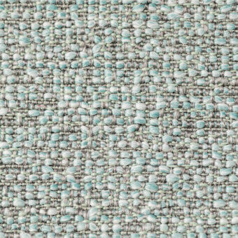 Woven fabric sample, gray and aqua, with a raised nubby texture; Lapalma Sorrento 700 fabric detail with heathered, speckled weave.