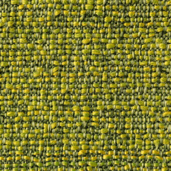Green woven fabric sample displaying a speckled texture, horizontal and vertical threads, and a label reading “lapalma > fabric (b) > b – sorrento rada.”