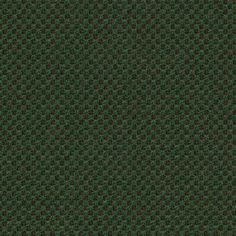Dark green textured fabric with small, irregular perforations revealing umber undertones, displaying a subtle pixelated pattern and coarse weave.