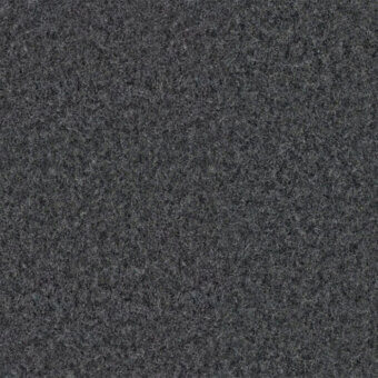 Dark gray woven fabric texture, possibly wool blend, with a nubby surface and subtle grain, shown in a studio setting.