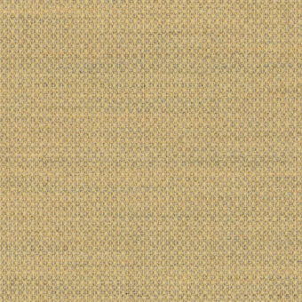 Lapalma Fiord fabric sample, mustard yellow woven textile, speckled with gray and beige, dense rectilinear weave, matte finish.