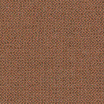 Fiord Kvadrat fabric sample, burnt orange with dark gray and black flecks, dense woven texture, studio lighting.