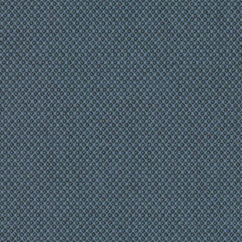 Fiord Kvadrat fabric sample, muted blue-gray, dense looped weave with heathered texture and dark gray geometric motifs.