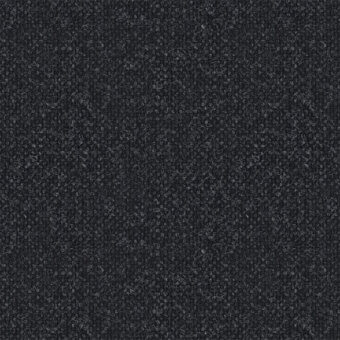 Hallingdal 65 Kvadrat fabric sample, dark charcoal gray, dense woven texture with a short pile and printed label detail.
