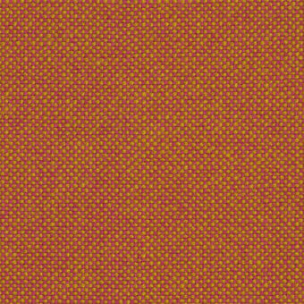 Hallingdal 65 Kvadrat fabric C by lapalma, reddish-orange woven textile with golden-yellow speckles and a dense, raised nubby texture.