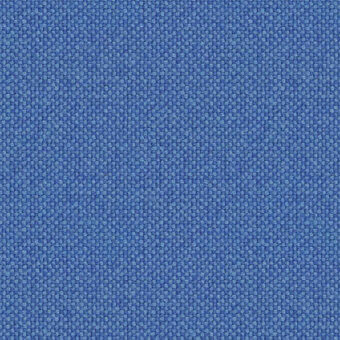 Medium blue woven fabric sample with looped pile texture, exhibiting tonal variation and granular surface detail; Hallingdal 65 Kvadrat.