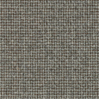 Woven gray fabric texture with heathered effect and horizontal brown lines, displaying a dense, matte grid pattern; Lapalma Nobel 60349.