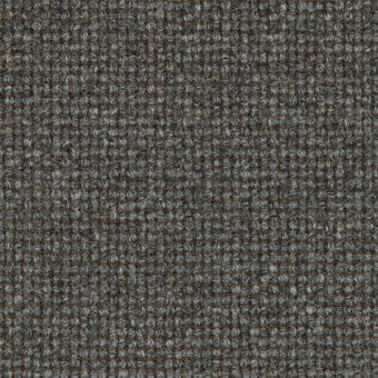 Woven gray fabric texture with brown heathering, displaying a dense, rectilinear grid pattern and slightly raised, durable surface.