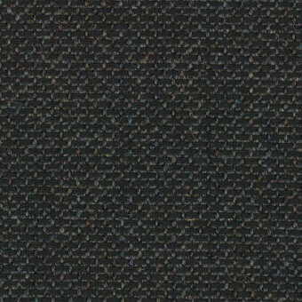 Kvadrat Re Wool fabric sample, dark gray wool blend, heathered texture with blue and black variations, matte finish, looped pile weave.