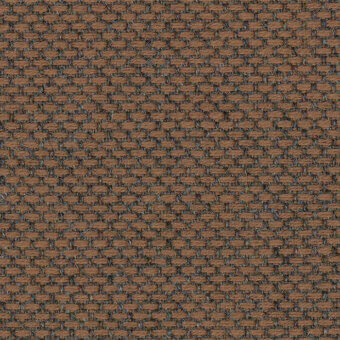 Kvadrat Re Wool fabric sample, medium brown geometric weave, dense texture with matte finish, featuring visible fiber details and tonal variations.