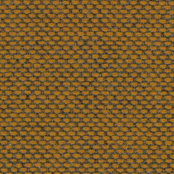 Woven wool fabric, mustard yellow and gray, features a dense geometric grid of small rectangles; Kvadrat Re Wool 448 texture.