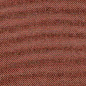 Terracotta boucle fabric sample displaying a speckled pattern with charcoal gray threads, identified as “re wool 558” by Lapalma and Kvadrat.