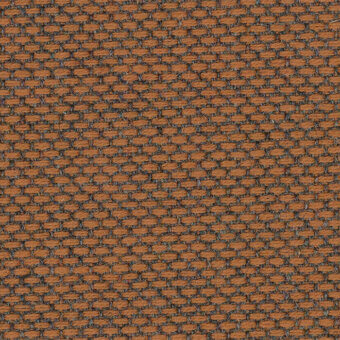 Terracotta woven fabric with geometric grid pattern, dark gray threads, matte finish; Kvadrat Re Wool 568 wool textile sample.