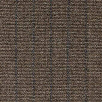 Brown and blue striped fabric sample with a tight weave and textured matte finish, displaying vertical linear pattern.