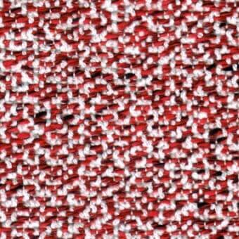 Woven dune fabric sample, red and white, dense speckled pattern with coarse horizontal and vertical threads, MDF Italia collection.