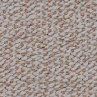 Beige and terracotta woven fabric sample displays an irregular, textured pattern with a dense, nubby surface and subtle geometric rhythm.