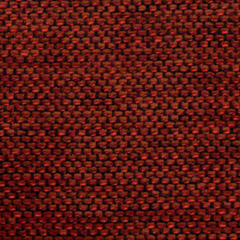 Amber boucle fabric texture displaying a dense, knotted weave with color variations from reddish-brown to golden tones, detailed close-up.