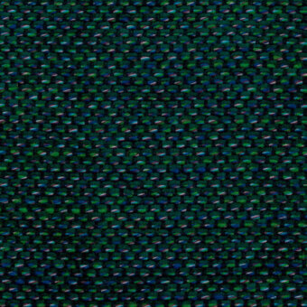 Petrol green woven fabric sample, dense circular pattern, teal and black accents, Torrilana collection, studio lighting, textured appearance.