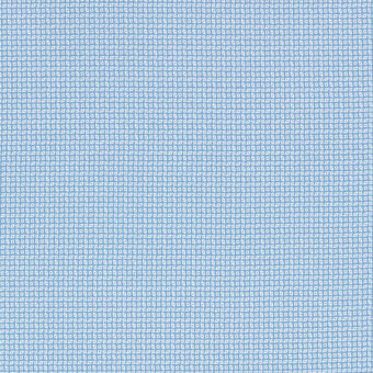 Light blue textile pattern with dense white alphanumeric characters in a grid, woven fabric texture, Maharam metric 34 midday collection.