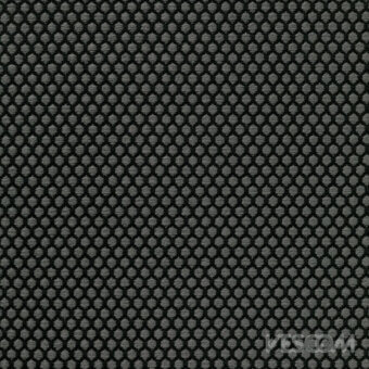 Vescom Rolla Grafite fabric texture features a repeating geometric circle pattern in dark graphite gray with a matte finish.